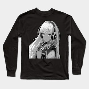 Anime Girl Listening to LoFi Kpop Music - PanfurWare LLC Long Sleeve T-Shirt